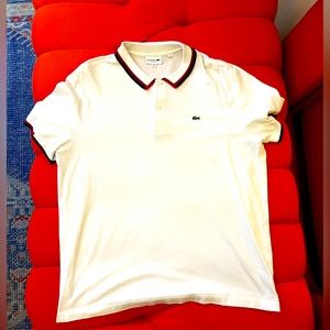 Lacoste polo white with blue and red trim size 7fr xxl